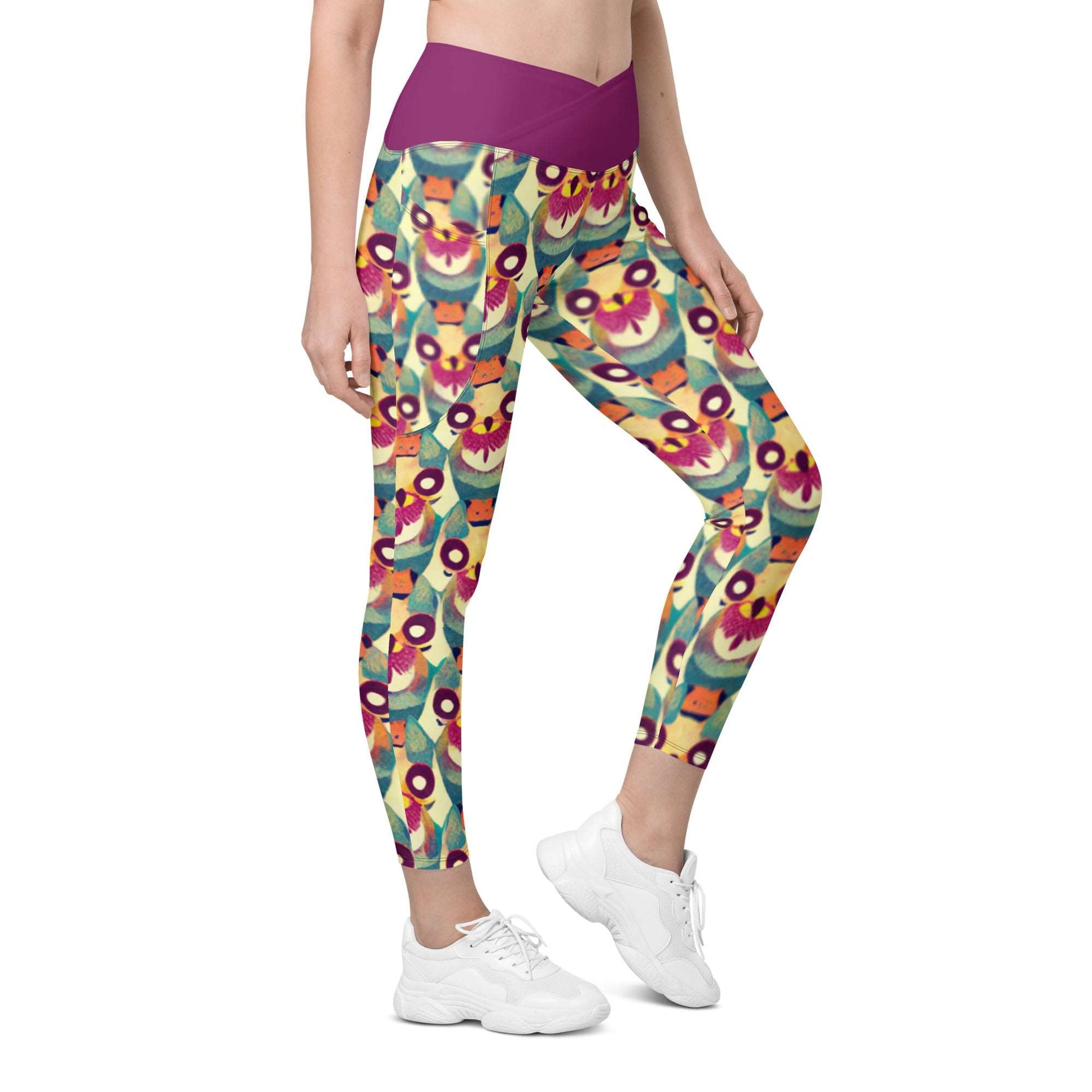 Crossover leggings with pockets Owl Pattern – ARTEFACT